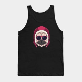 Funny Cartoon Christmas Pug Head Tank Top